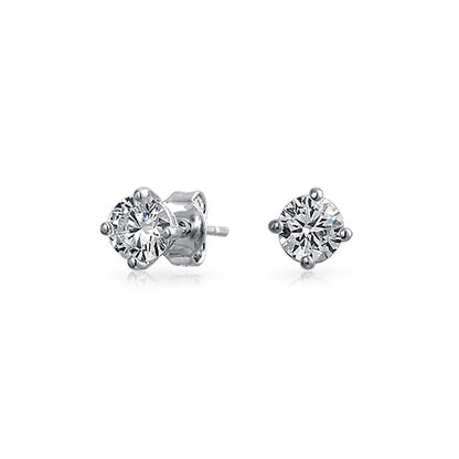 White Gold 14K GIA CERTIFIED Lab Grown Diamonds Ladies Studs Earrings 3 Carats Round Cut New