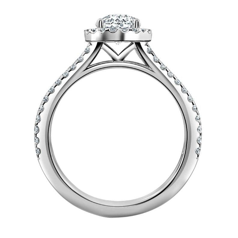 White Gold 14K Pear And Round Cut Halo 8.2 Carats Lab Grown Diamond Ring