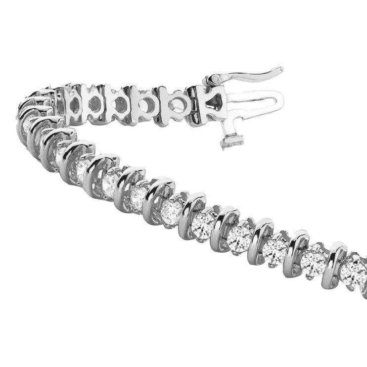 White Gold 14K Round Cut 4 Carats Sparkling Natural Earth Mined Diamonds Bracelet