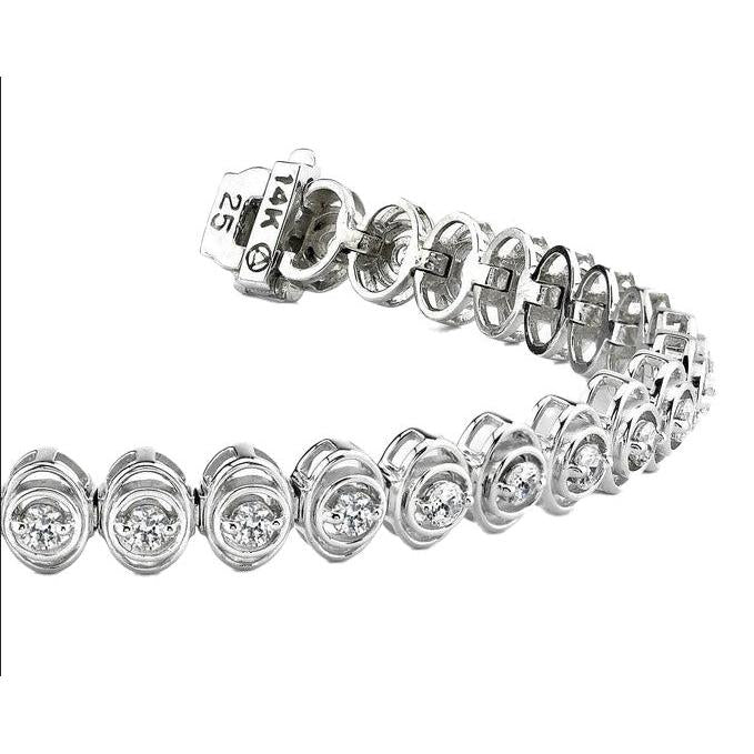 White Gold 14K Round Cut Natural Earth Mined Diamond Women Tennis Bracelet 4 Carats