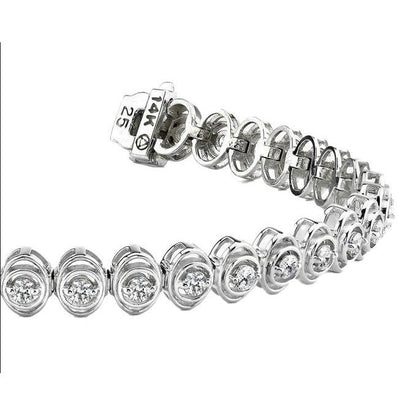 White Gold 14K Round Cut Natural Earth Mined Diamond Women Tennis Bracelet 4 Carats