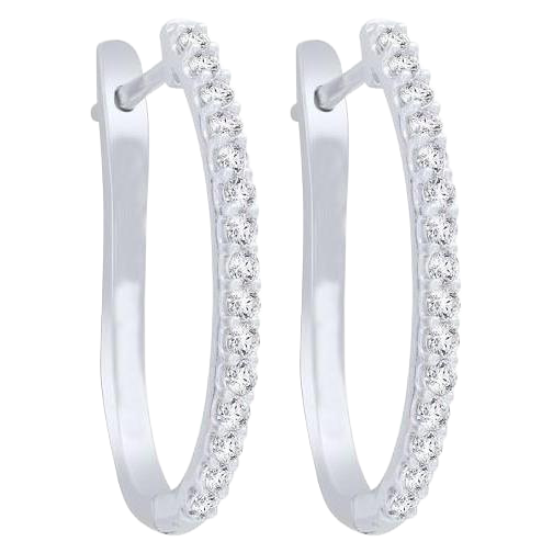 White Gold 14K Small Round Cut 2.50 Carats Real Natural Earth Mined Diamonds Hoop Earrings New