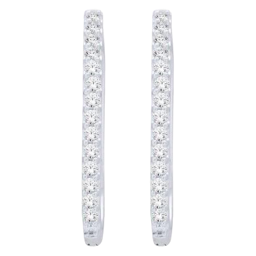 White Gold 14K Small Round Cut 2.50 Carats Real Natural Earth Mined Diamonds Hoop Earrings New