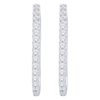 White Gold 14K Small Round Cut 2.50 Carats Real Natural Earth Mined Diamonds Hoop Earrings New