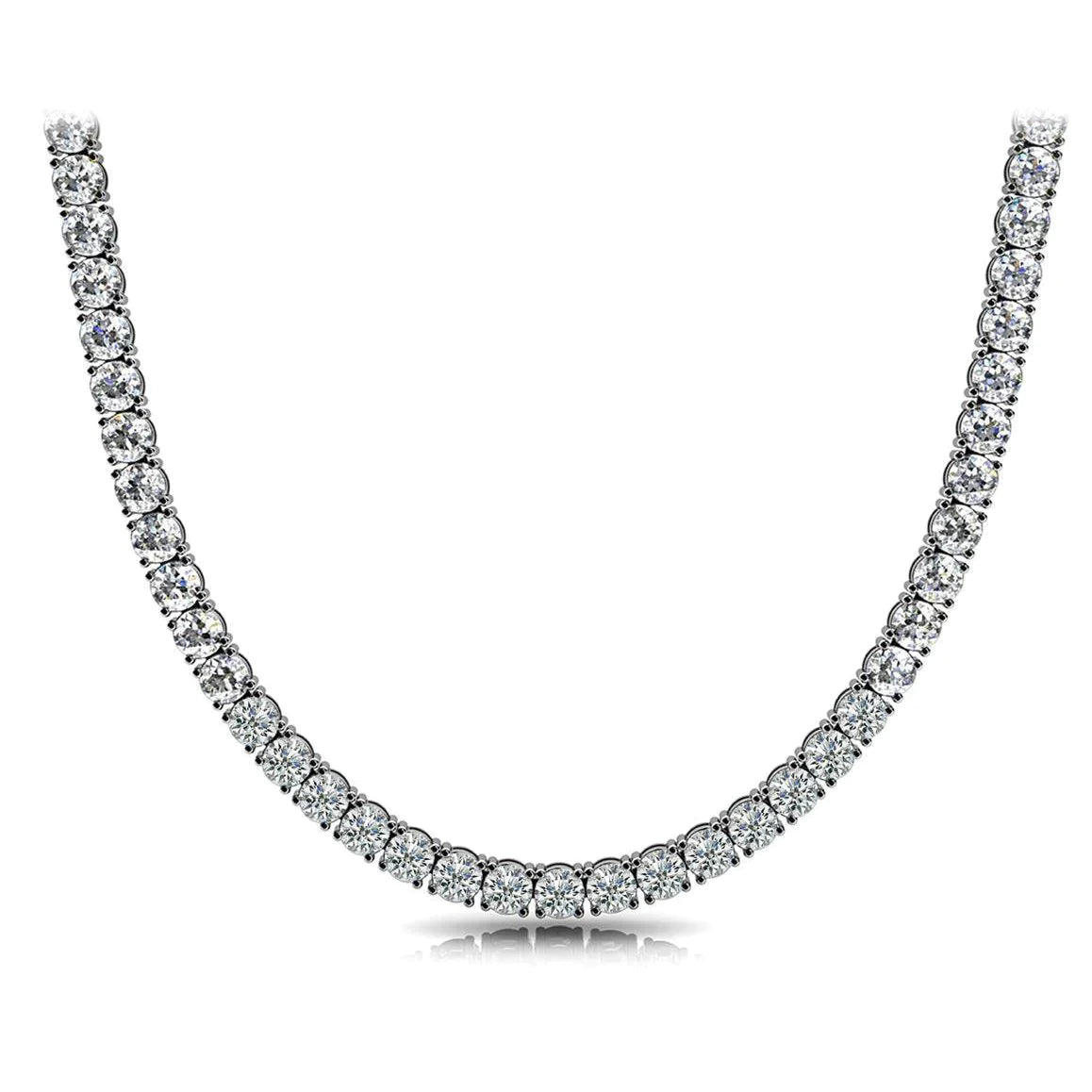 White Gold 20 Carat Earth Mined Diamond Tennis Necklace