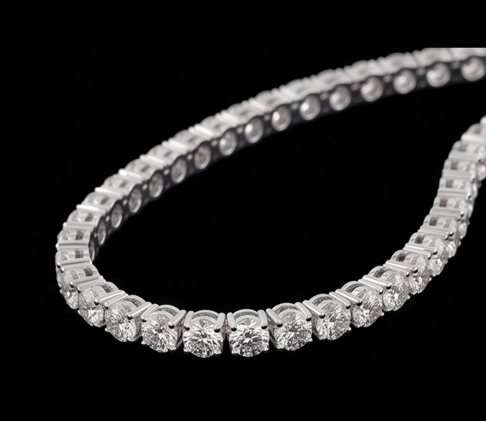 White Gold 9 Carat Lab Grown Diamonds Tennis Necklace 14K