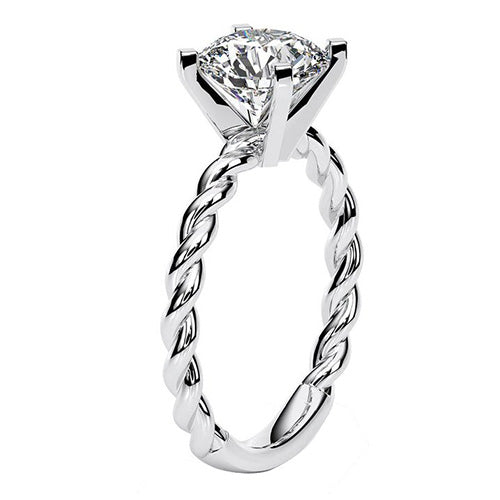 White Gold Big 7 Carats Old Miner Lab Grown Diamond Engagement Ring Twisted Shank