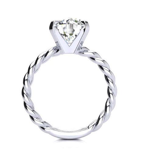 White Gold Big 7 Carats Old Miner Lab Grown Diamond Engagement Ring Twisted Shank