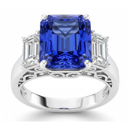 White Gold Emerald Natural Earth Mined Diamond Ring 5 Carats Sapphire Jewelry 14K