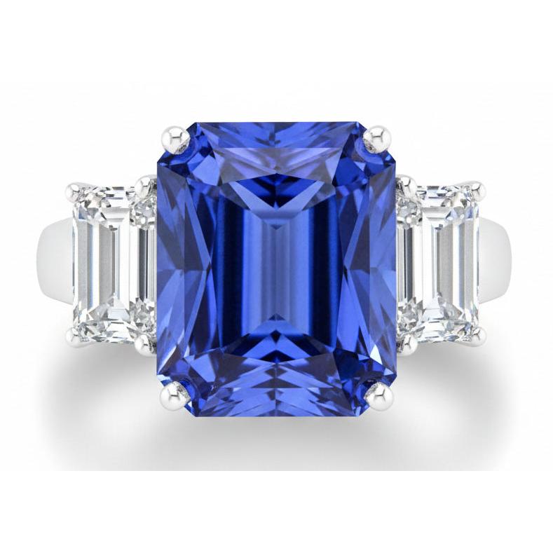 White Gold Emerald Natural Earth Mined Diamond Ring 5 Carats Sapphire Jewelry 14K