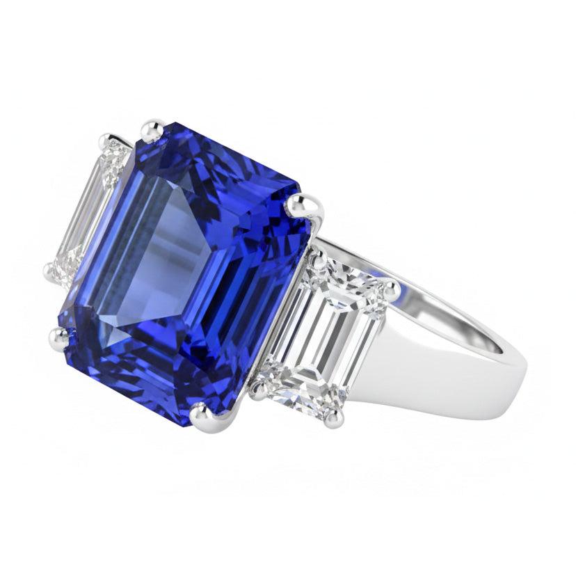 White Gold Emerald Natural Earth Mined Diamond Ring 5 Carats Sapphire Jewelry 14K