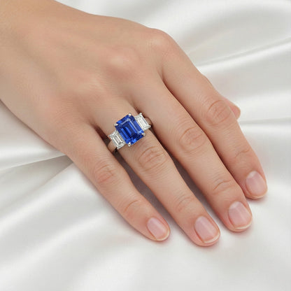 White Gold Emerald Natural Earth Mined Diamond Ring 5 Carats Sapphire Jewelry 14K