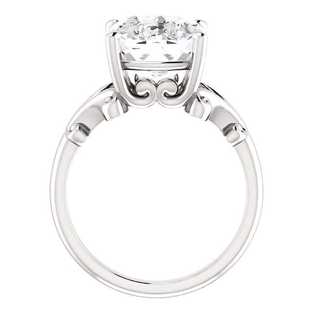 White Gold Huge Cushion Old Cut Lab Grown Diamond Split Shank Ring 10 Cts