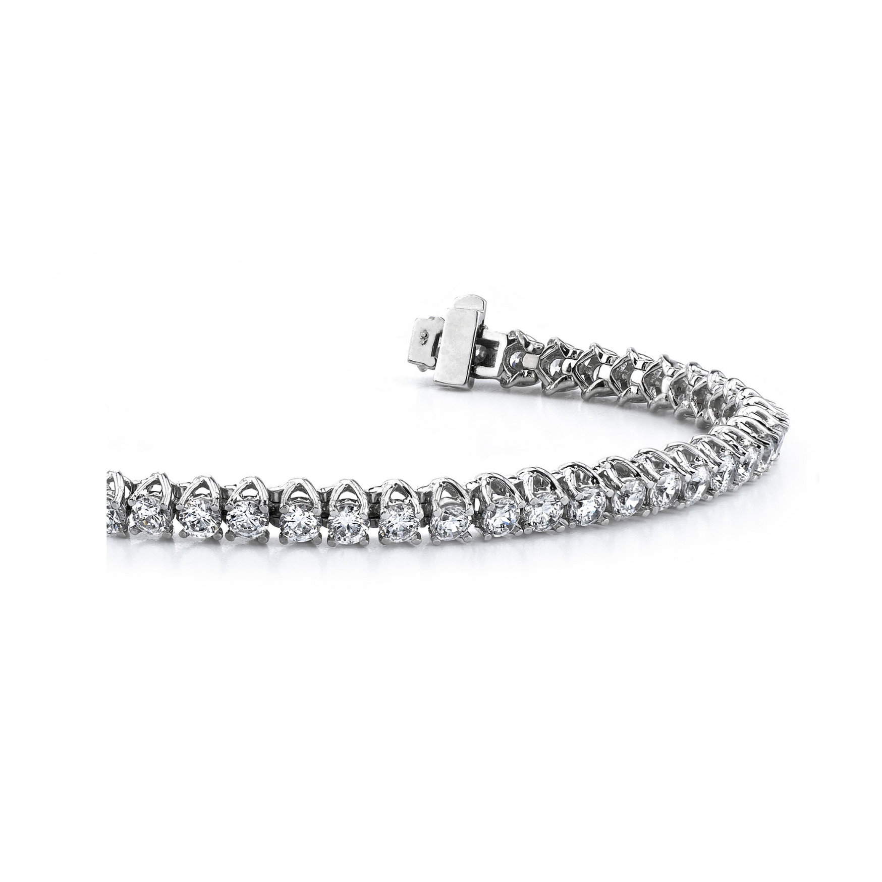 White Gold Prong Setting Lab Grown Diamond Tennis Bracelet 7.65 Carats