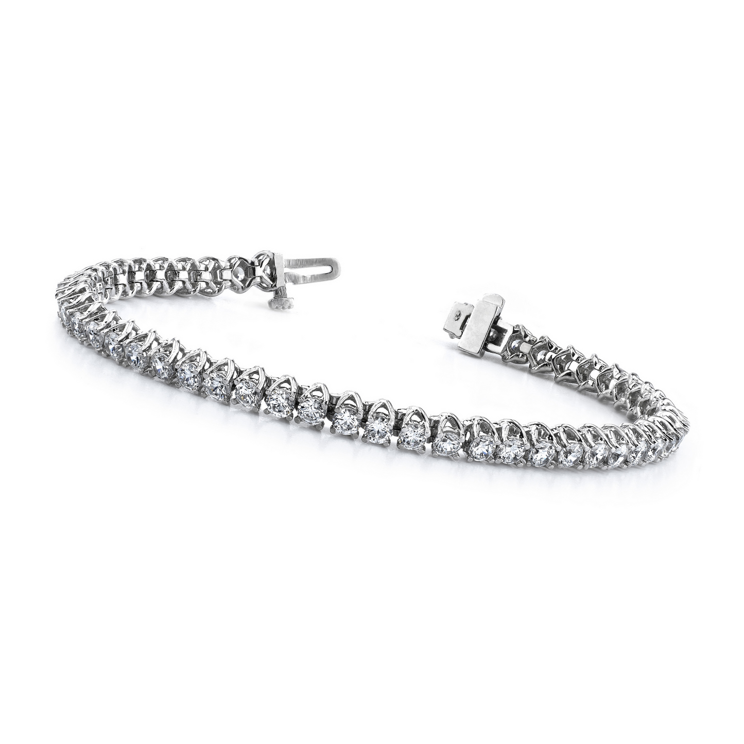 White Gold Prong Setting Lab Grown Diamond Tennis Bracelet 7.65 Carats