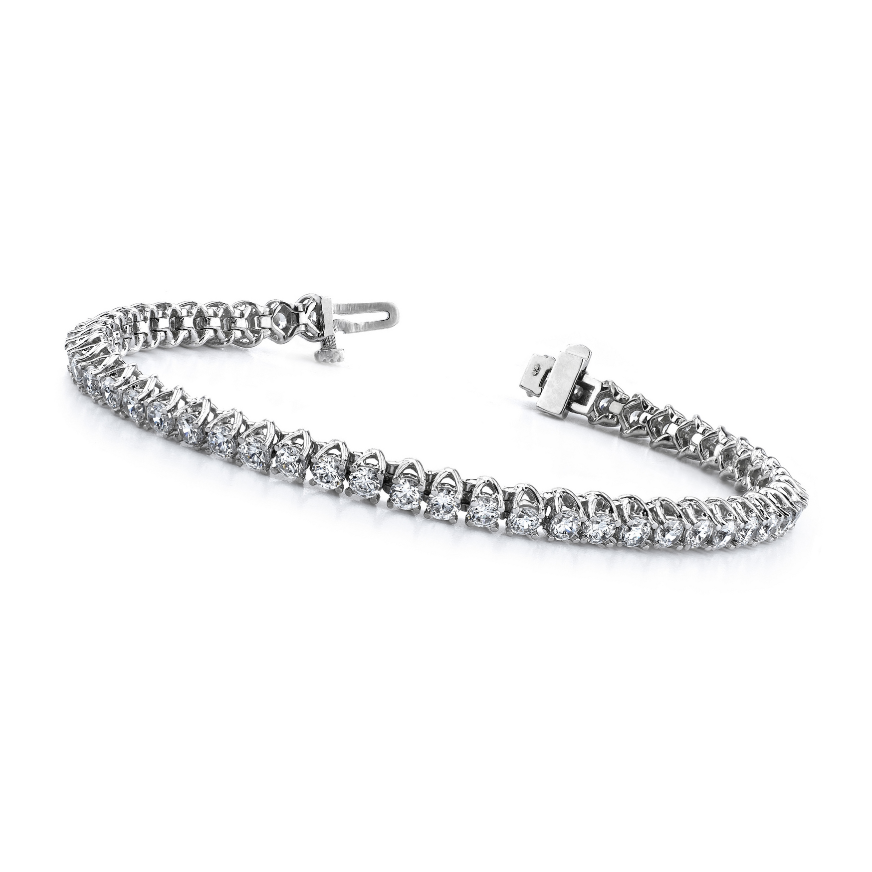 White Gold Prong Setting Lab Grown Diamond Tennis Bracelet 7.65 Carats