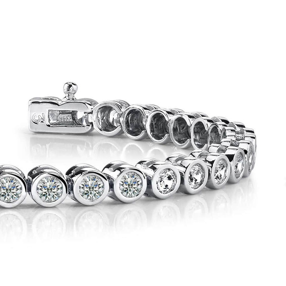 White Gold Round Brilliant Cut Natural Earth Mined Diamond Tennis Bracelet 4.80 Carats