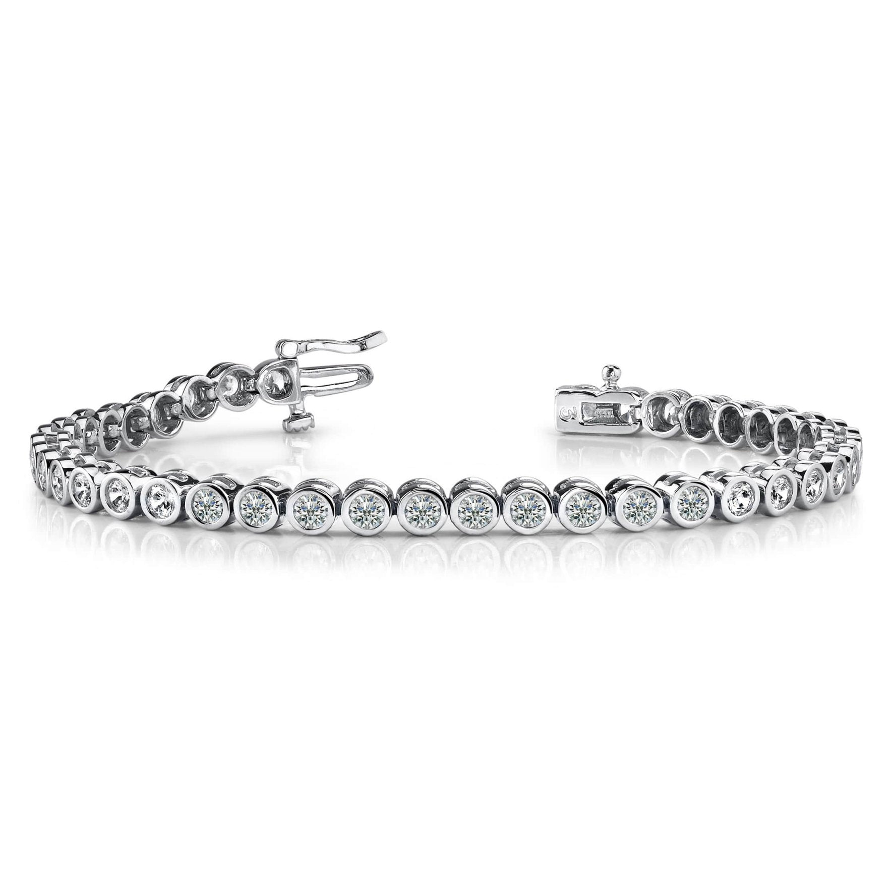 White Gold Round Brilliant Cut Natural Earth Mined Diamond Tennis Bracelet 4.80 Carats