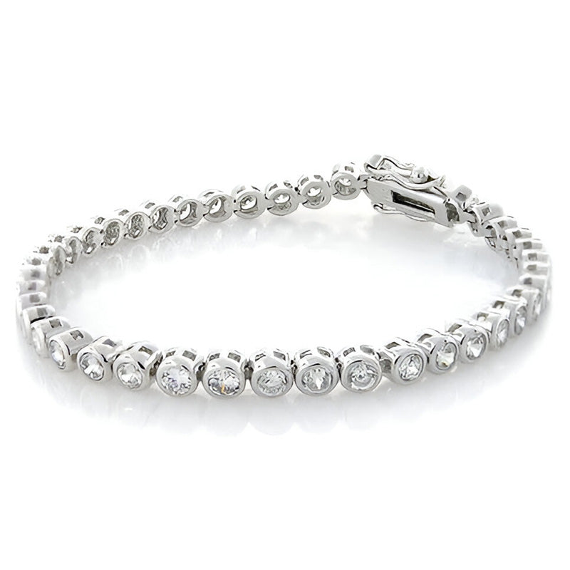 White Gold Round Lab Grown Diamond Tennis Bracelet Women Jewelry 12 Ct