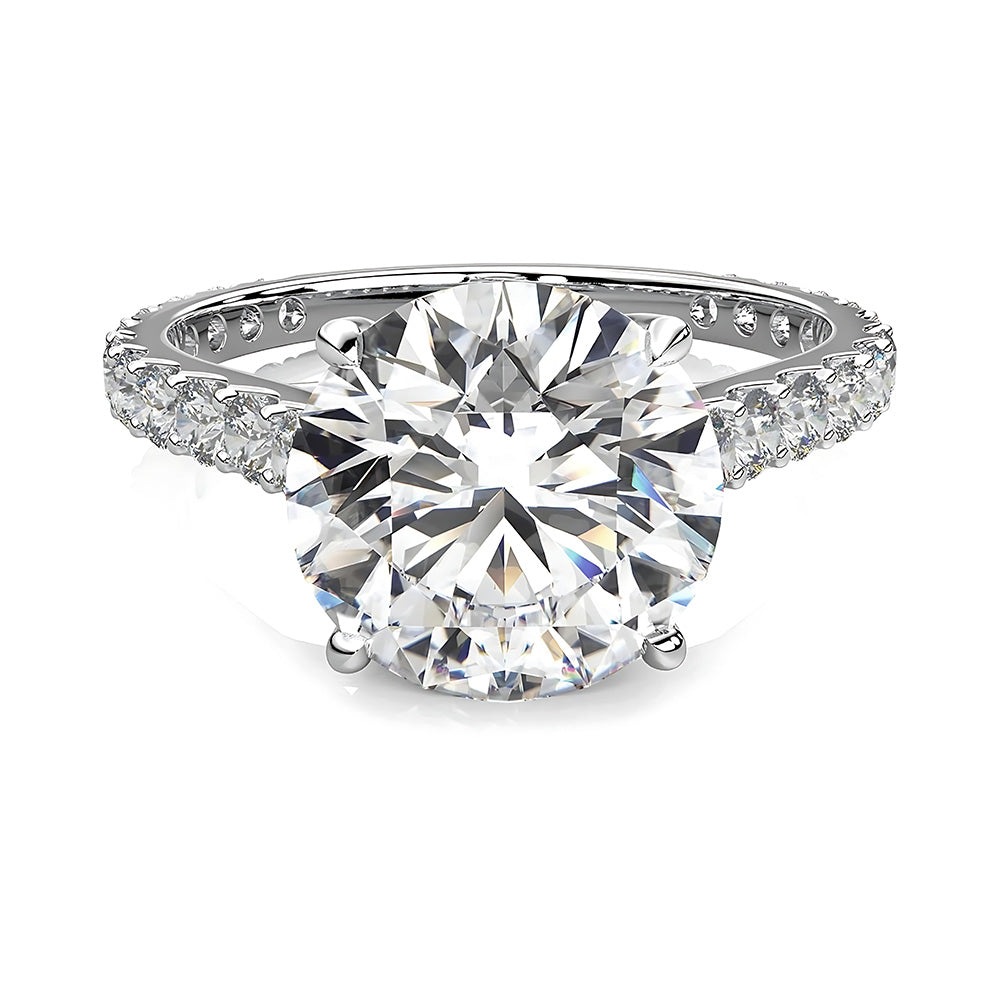 White Gold Round Old Mine Cut Natural Earth Mined Diamond Anniversary Ring 10 Carats