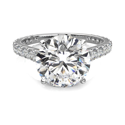 White Gold Round Old Mine Cut Natural Earth Mined Diamond Anniversary Ring 10 Carats