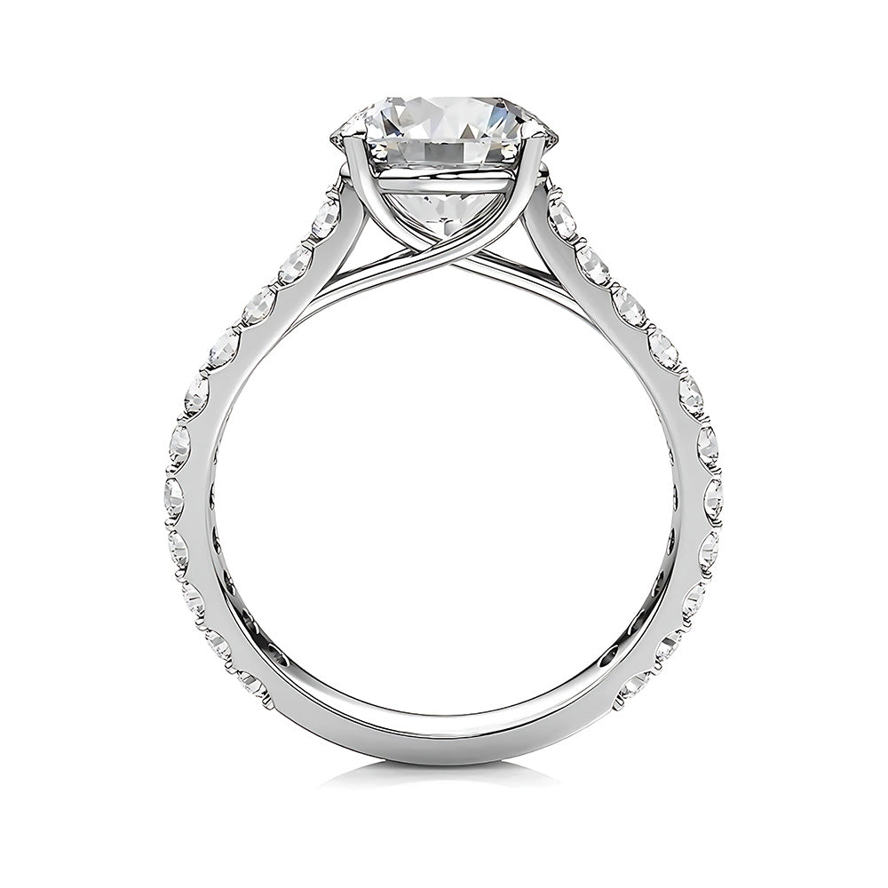 White Gold Round Old Mine Cut Natural Earth Mined Diamond Anniversary Ring 10 Carats