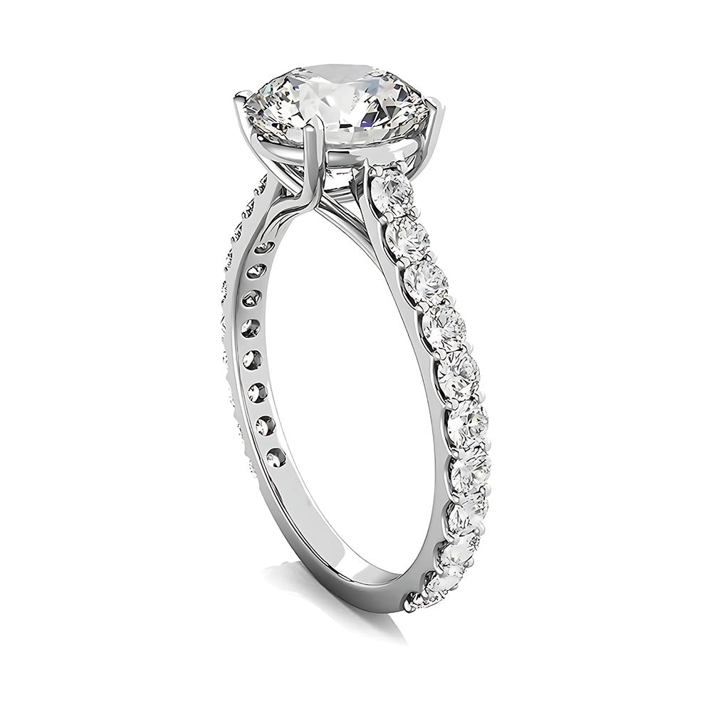 White Gold Round Old Mine Cut Natural Earth Mined Diamond Anniversary Ring 10 Carats