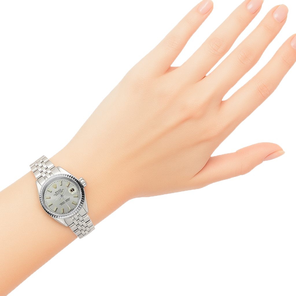 White Luminous Dial Rolex Date Just Ss Watch Fluted Bezel Datejust P1