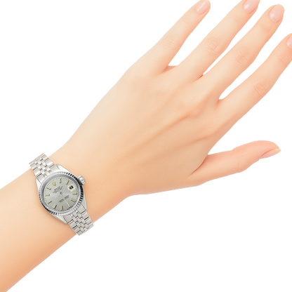 White Luminous Dial Rolex Date Just Ss Watch Fluted Bezel Datejust P1