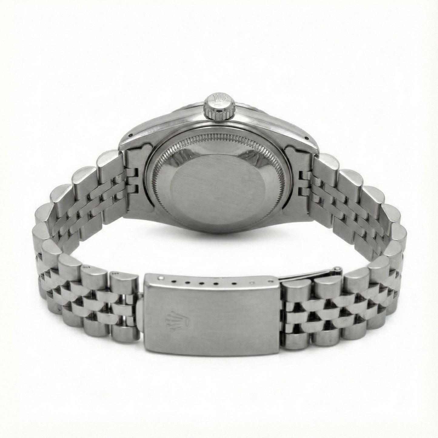 White Luminous Dial Rolex Date Just Ss Watch Fluted Bezel Datejust