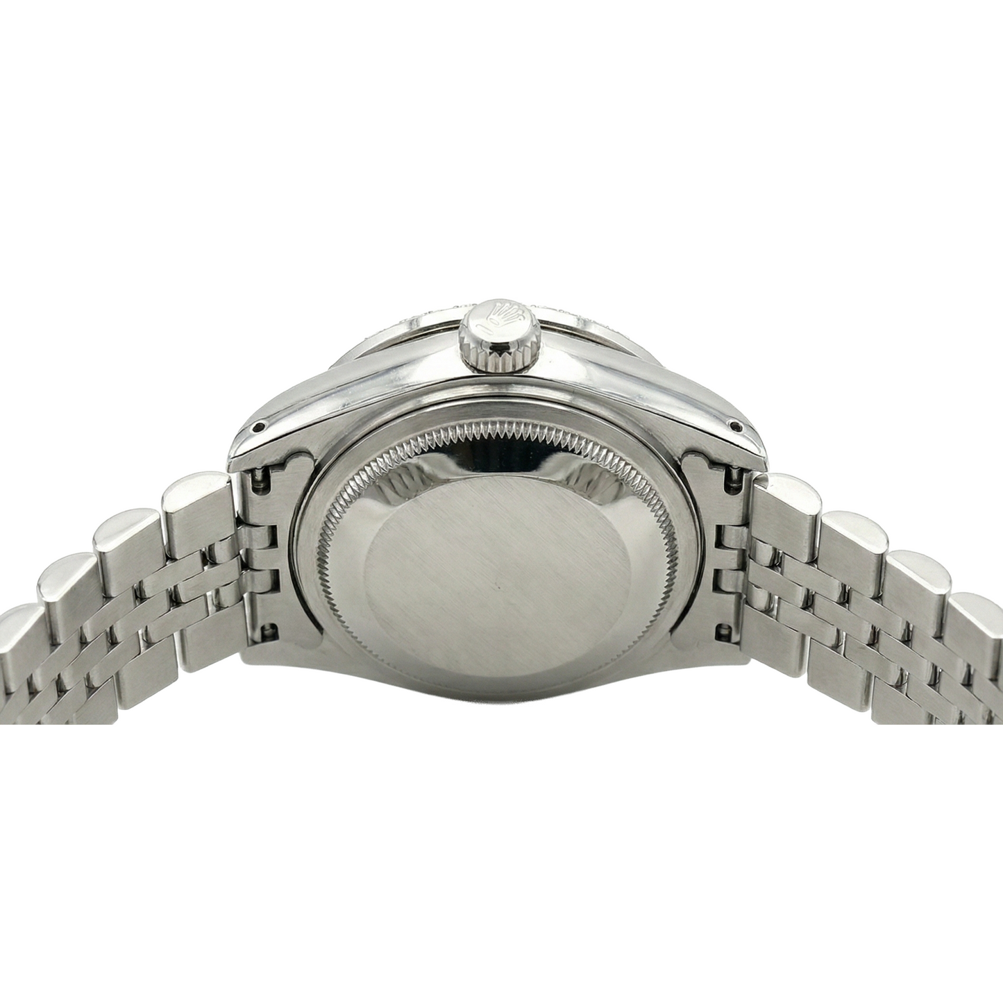 White Roman Dial Date Just Diamond Bracelet Rolex Ladies Watch