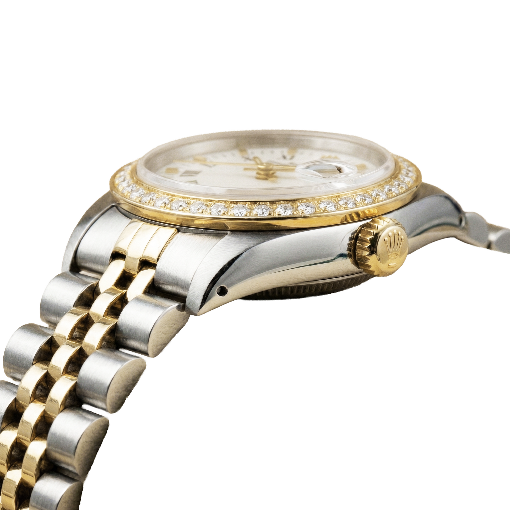 White Roman Dial Diamond Bezel Rolex Date Women Watch Tt Jubilee