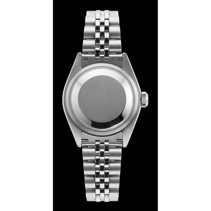 White Roman Dial Rolex Ladies Bracelet Date Just Diamond Bezel