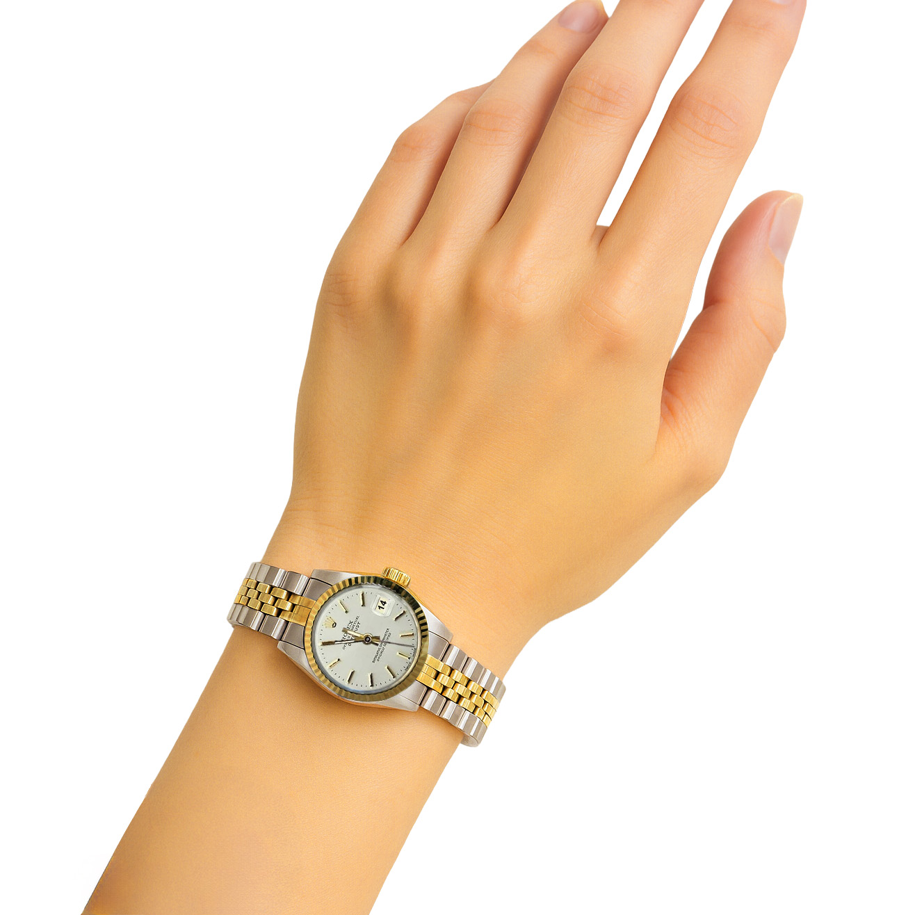 White Stick Dial Datejust Rolex Women Watch Ss & Gold Rolex P2