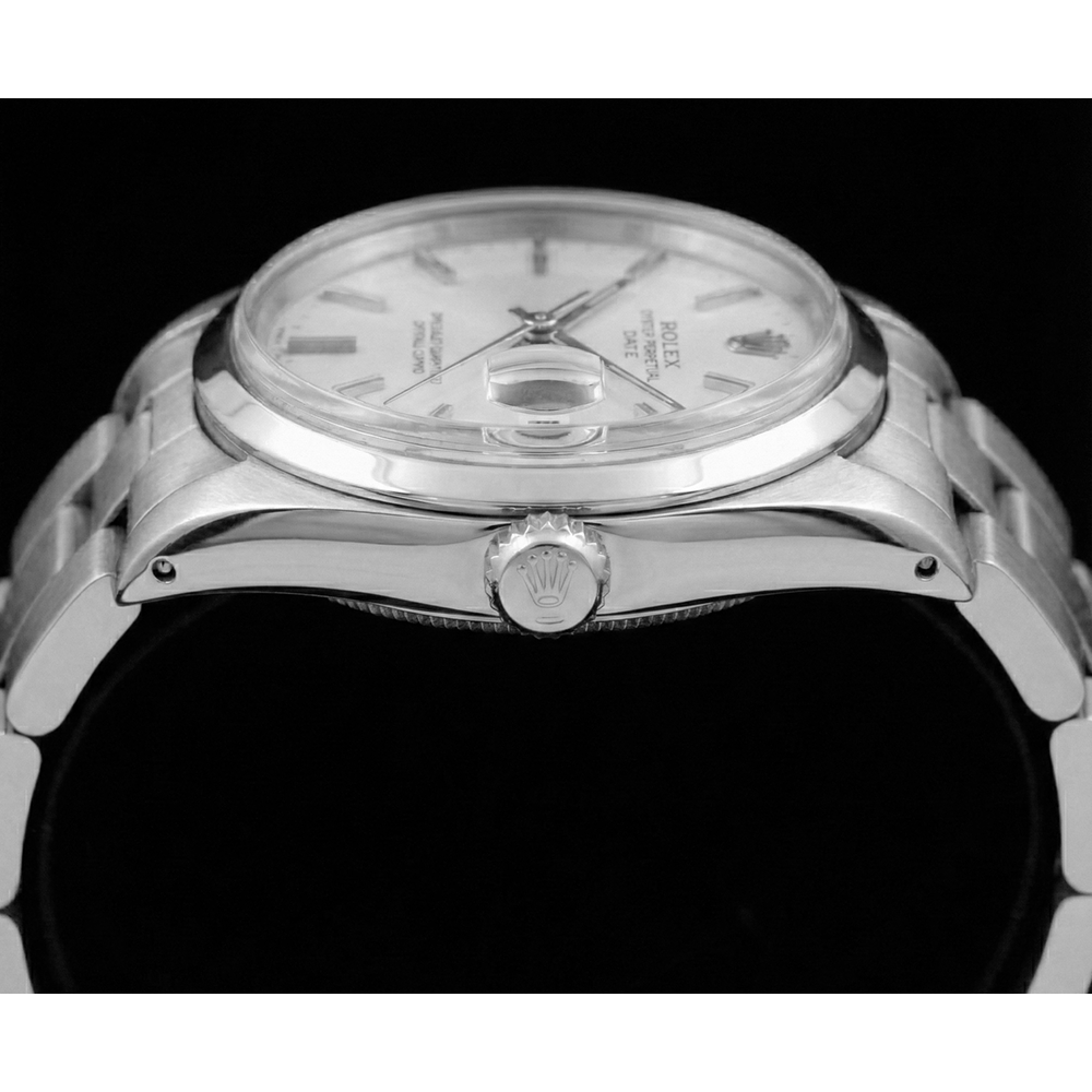 White Stick Dial Rolex Date Men Watch Oyster Bracelet Ss
