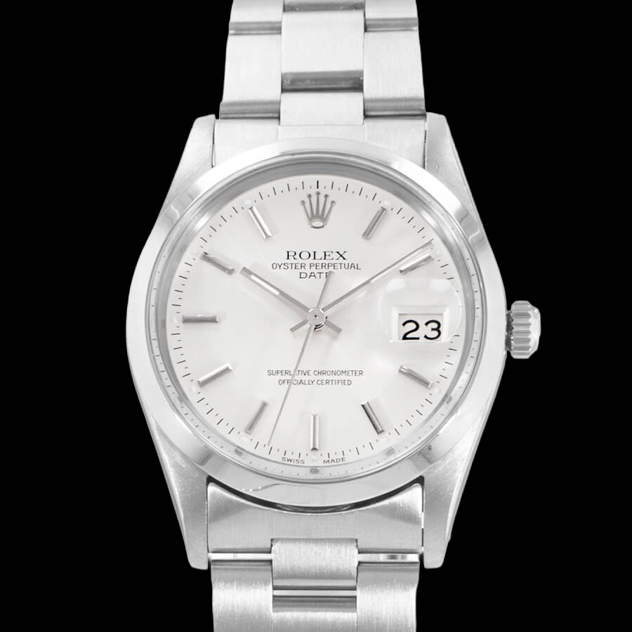 White Stick Dial Rolex Date Men Watch Oyster Bracelet Ss