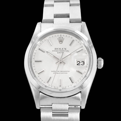 White Stick Dial Rolex Date Men Watch Oyster Bracelet Ss