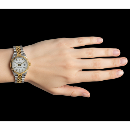 White Stick Dial Rolex Jubilee Bracelet Datejust Watch Gold Ss P4