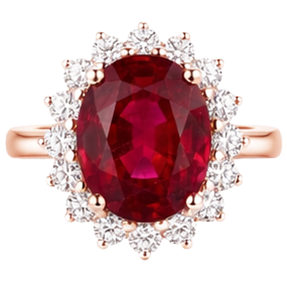 Women 14K Rose Gold Oval Cut Ruby IGI CERTIFIED And Round Diamond Ring 8.50 Ct