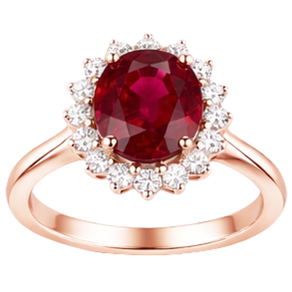 Women 14K Rose Gold Oval Cut Ruby IGI CERTIFIED And Round Diamond Ring 8.50 Ct