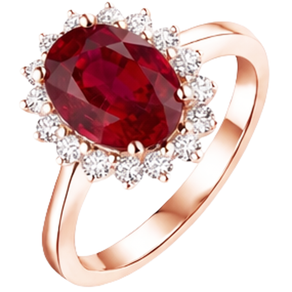 Women 14K Rose Gold Oval Cut Ruby IGI CERTIFIED And Round Diamond Ring 8.50 Ct