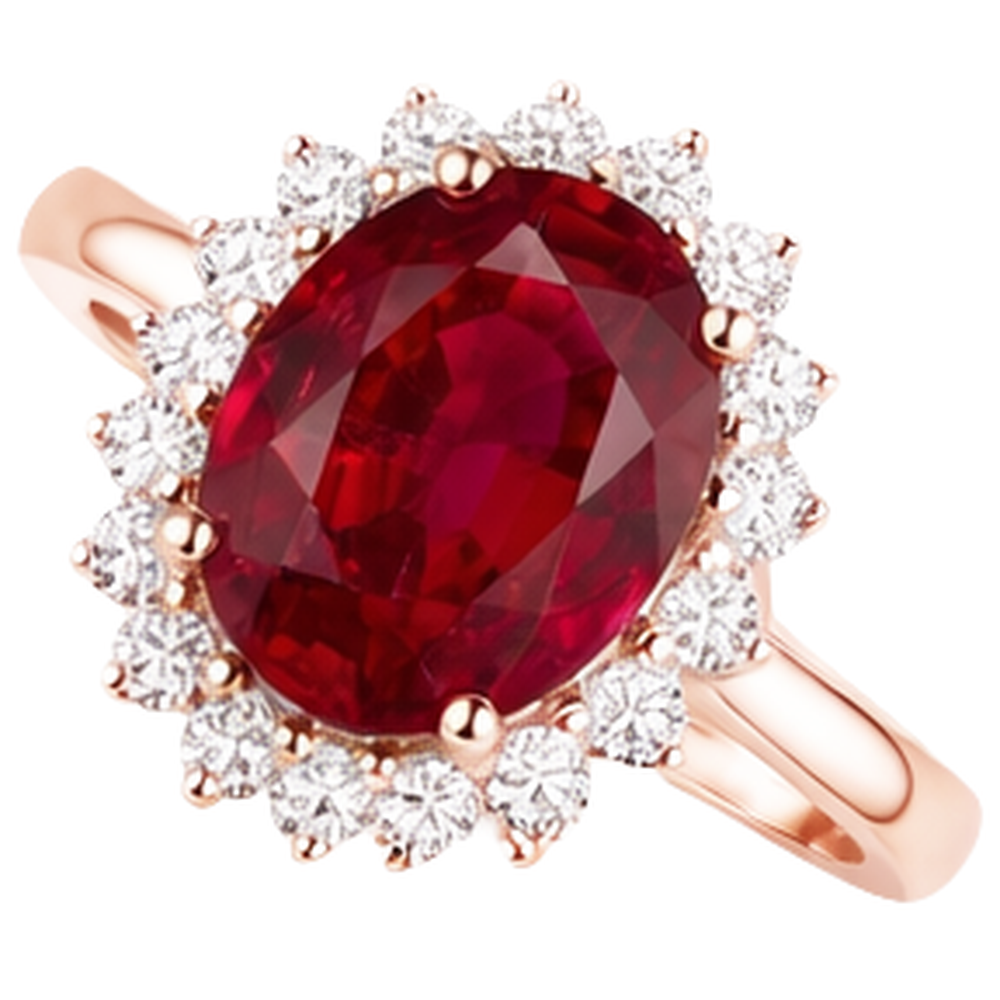 Women 14K Rose Gold Oval Cut Ruby IGI CERTIFIED And Round Diamond Ring 8.50 Ct