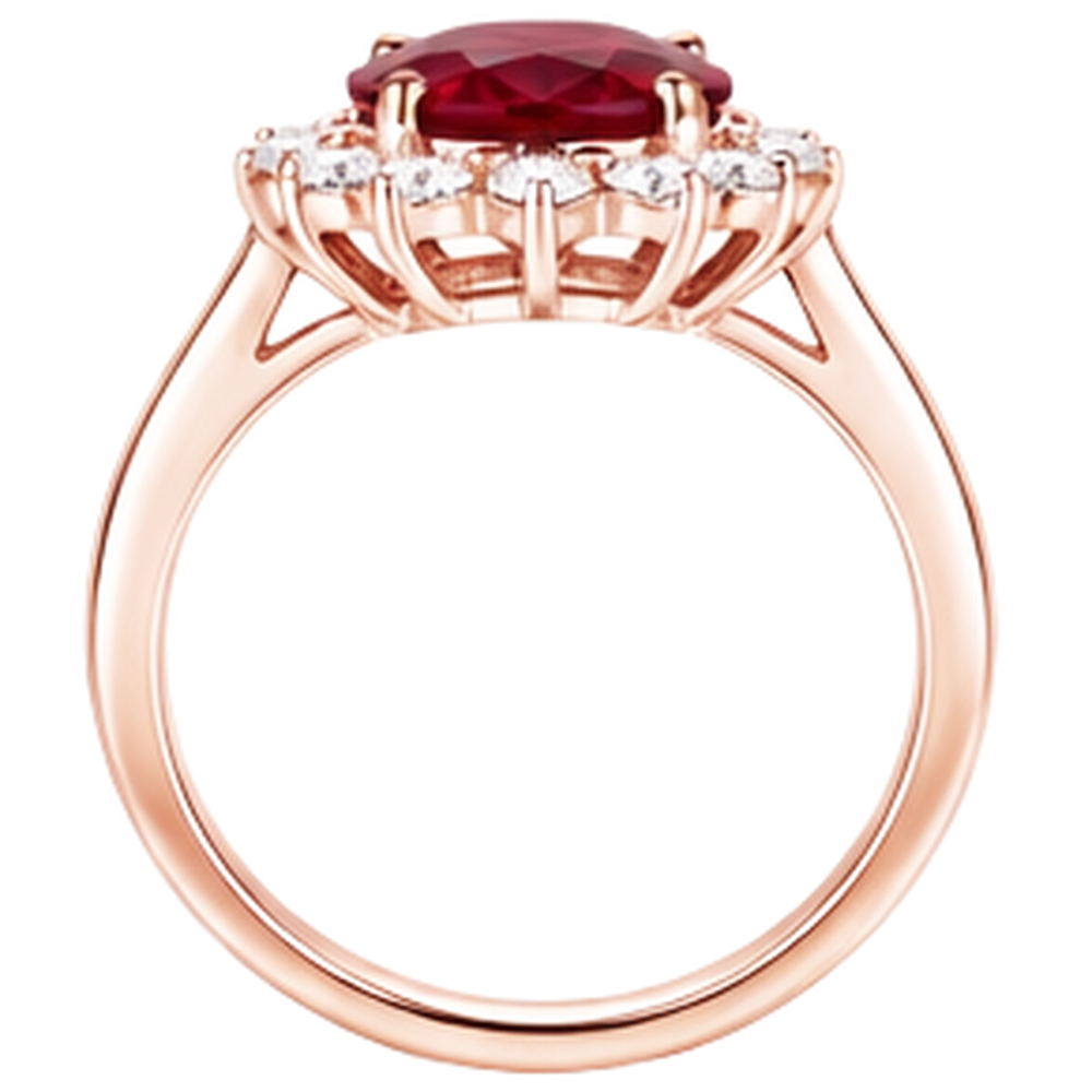Women 14K Rose Gold Oval Cut Ruby IGI CERTIFIED And Round Diamond Ring 8.50 Ct