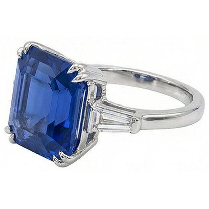 Women 3 Stone Emerald Sapphire Ring & Natural Earth Mined Diamonds 4.50 Carats