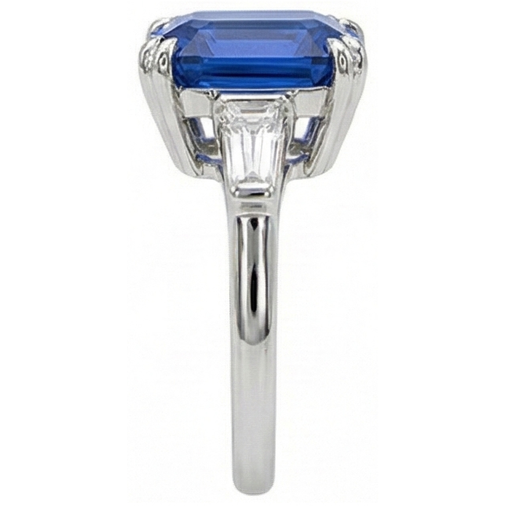 Women 3 Stone Emerald Sapphire Ring & Natural Earth Mined Diamonds 4.50 Carats