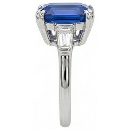 Women 3 Stone Emerald Sapphire Ring & Natural Earth Mined Diamonds 4.50 Carats