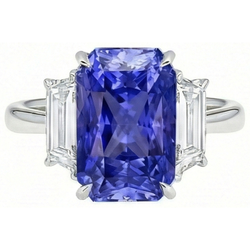 Women Anniversary Ring Emerald Natural Earth Mined Diamonds Gold Blue Sapphire 5.50 Carats