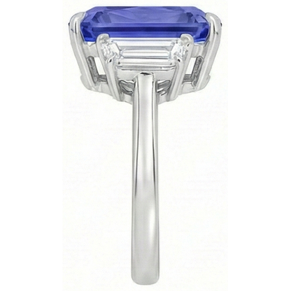 Women Anniversary Ring Emerald Natural Earth Mined Diamonds Gold Blue Sapphire 5.50 Carats