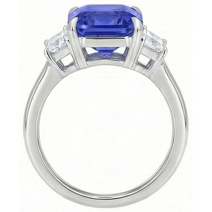 Women Anniversary Ring Emerald Natural Earth Mined Diamonds Gold Blue Sapphire 5.50 Carats