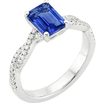 Women Engagement Natural Earth Mined Diamond Ring & Emerald Ceylon Sapphire 4.25 Carats